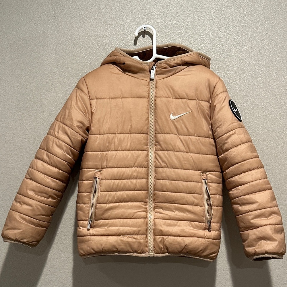 Nike Beige Puffer Jacket Size: 5